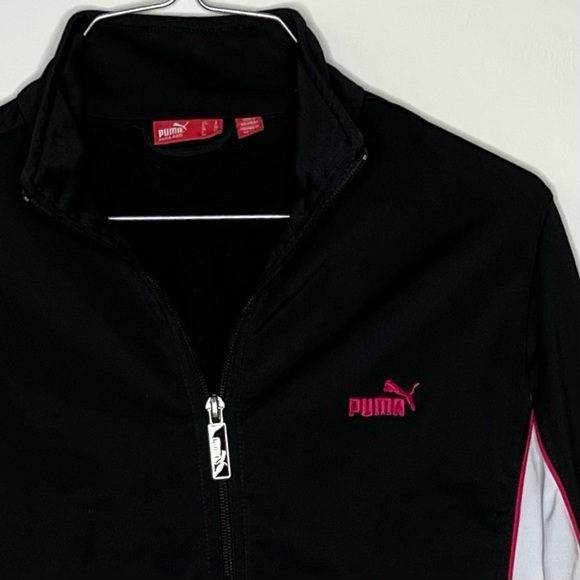 🔥 Puma Track Jacket w Pink Embroidered Logo Zip Close S - Picture 2 of 10